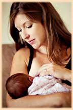woman breastfeeding a newborn delivered by Dawn Dana, certified midwife in Ventura and Santa Barbara